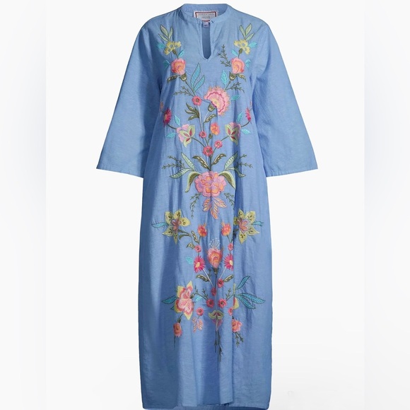 Johnny Was 100% cotton Mandarin Collar Midi Dress NEW - Picture 7 of 10